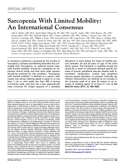 Sarcopenia With Limited Mobility: An International Consensus SPECIAL ARTICLE