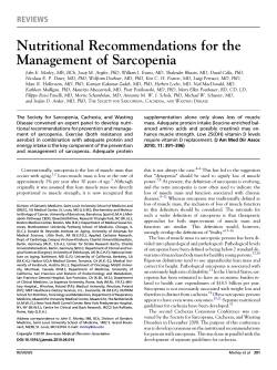 Nutritional Recommendations for the Management of Sarcopenia REVIEWS
