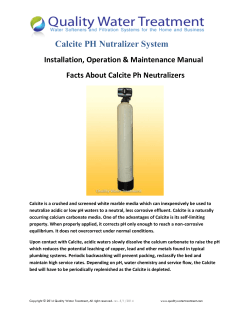 Calcite PH Nutralizer System Installation, Operation &amp; Maintenance Manual