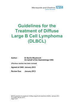 Guidelines for the Treatment of Diffuse Large B Cell Lymphoma (DLBCL)