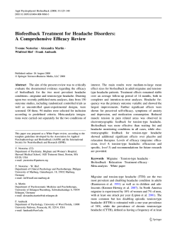 Biofeedback Treatment for Headache Disorders: A Comprehensive Efficacy Review