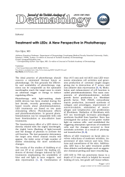 Treatment with LEDs: A New Perspective in Phototherapy  Editorial Oya Oğuz, MD