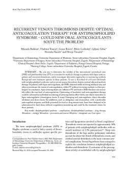 ReCuRRent venous thRombosis despite ‘optimAl AntiCoAgulAtion theRApy’ foR Antiphospholipid