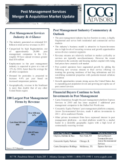 Pest Management Services Merger &amp; Acquisition Market Update Industry At A Glance
