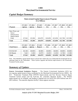 Capital Budget Summary Maryland Environmental Service UB00 Capital Improvement Program