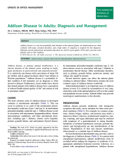 Addison Disease in Adults: Diagnosis and Management UPDATE IN OFFICE MANAGEMENT