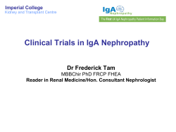 Clinical Trials in IgA Nephropathy Dr Frederick Tam MBBChir PhD FRCP FHEA