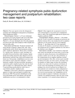 Pregnancy-related	symphysis	pubis	dysfunction management	and	postpartum	rehabilitation: two	case	reports