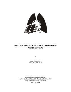 RESTRICTIVE PULMONARY DISORDERS: AN OVERVIEW