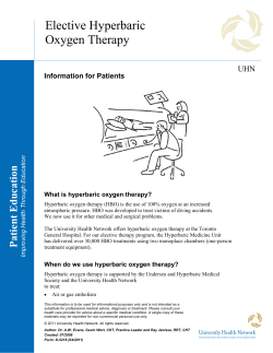 Elective Hyperbaric Oxygen Therapy UHN Information for Patients