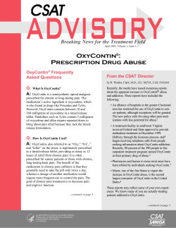 ADVISORY OxyContin : Prescription Drug Abuse