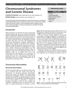 Chromosomal Syndromes and Genetic Disease Introductory article Frederick W Luthardt,