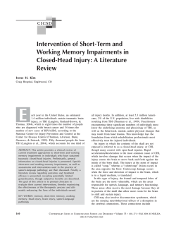 E Intervention of Short-Term and Working Memory Impairments in Closed-Head Injury: A Literature