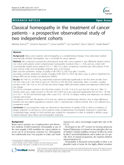 Classical homeopathy in the treatment of cancer two independent cohorts