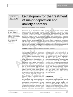 Escitalopram for the treatment of major depression and anxiety disorders