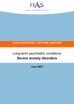 Long-term psychiatric conditions Severe anxiety disorders  Juin 2007