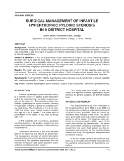 SURGICAL MANAGEMENT OF INFANTILE HYPERTROPHIC PYLORIC STENOSIS IN A DISTRICT HOSPITAL ABSTRACT