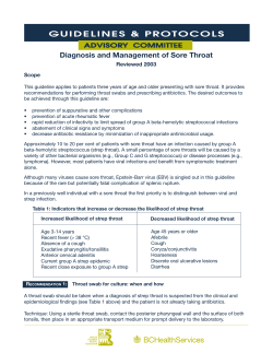 Diagnosis and Management of Sore Throat Reviewed 2003 Scope