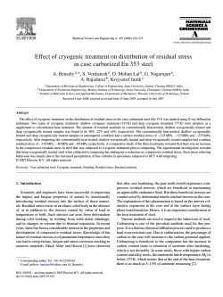 Effect of cryogenic treatment on distribution of residual stress A. Bensely