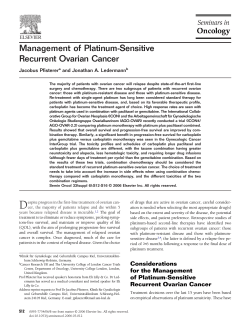 Management of Platinum-Sensitive Recurrent Ovarian Cancer Jacobus Pfisterer and Jonathan A. Ledermann