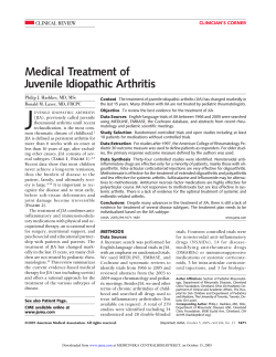 J Medical Treatment of Juvenile Idiopathic Arthritis CLINICAL REVIEW
