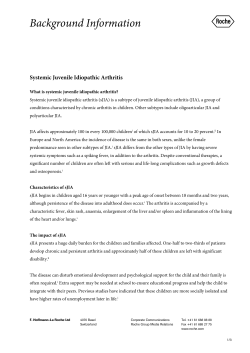 Background Information  Systemic Juvenile Idiopathic Arthritis