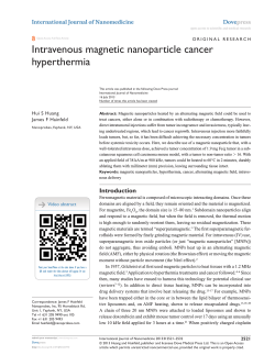 Intravenous magnetic nanoparticle cancer hyperthermia International Journal of Nanomedicine Dove