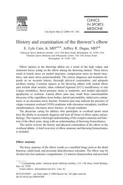 History and examination of the thrower’s elbow a,b,