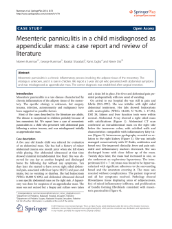 Mesenteric panniculitis in a child misdiagnosed as literature