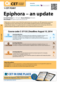 Epiphora – an update CET 1 CET POINT