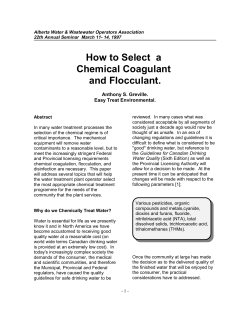 How to Select  a Chemical Coagulant and Flocculant. Anthony S. Greville.