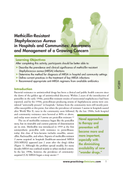 Methicillin-Resistant Staphylococcus Aureus in Hospitals and Communities: Awareness