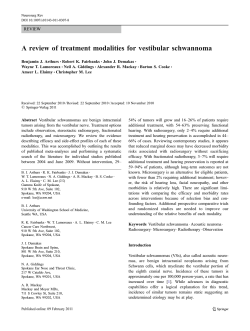 A review of treatment modalities for vestibular schwannoma REVIEW