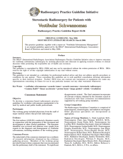 Vestibular Schwannomas Radiosurgery Practice Guideline Initiative Stereotactic Radiosurgery for Patients with