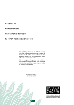 Guidelines for the treatment and management of depression by primary healthcare professionals