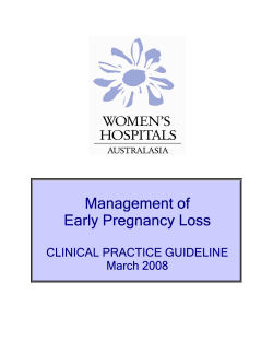 Management of Early Pregnancy Loss  CLINICAL PRACTICE GUIDELINE