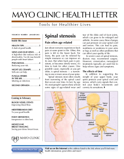 MAYO CLINIC HEALTH LETTER Spinal stenosis