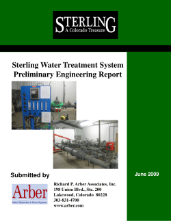 Sterling Water Treatment System Preliminary Engineering Report Submitted by June 2009
