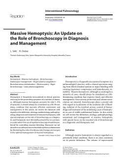 Massive Hemoptysis: An Update on the Role of Bronchoscopy in Diagnosis