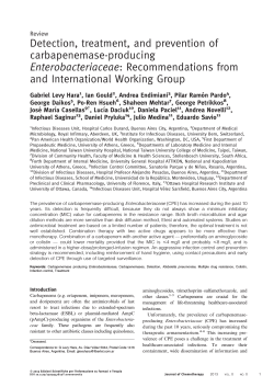 Detection, treatment, and prevention of carbapenemase-producing Enterobacteriaceae: Recommendations from