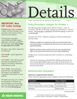 Details Policy/Procedure changes for October 1 IMPORTANT: New CDT Codes Coming!