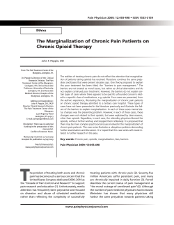 The Marginalization of Chronic Pain Patients on Chronic Opioid Therapy Ethics