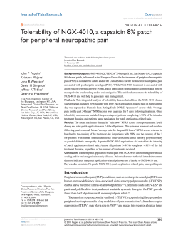 Tolerability of ngX-4010, a capsaicin 8% patch for peripheral neuropathic pain Dove