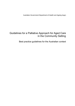 Guidelines for a Palliative Approach for Aged Care