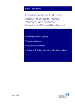 Advance decisions and proxy decision-making in medical treatment and research