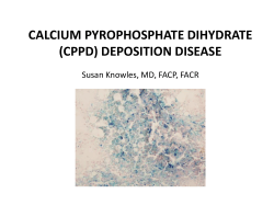 CALCIUM PYROPHOSPHATE DIHYDRATE (CPPD) DEPOSITION DISEASE Susan Knowles, MD, FACP, FACR