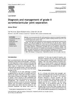 Diagnosis and management of grade II acromioclavicular joint separation Anna Kiner CASE REPORT