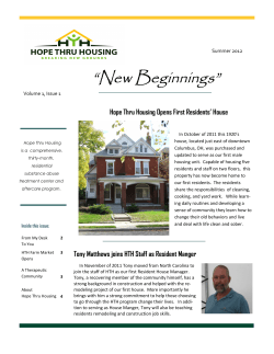 “New Beginnings” Hope Thru Housing Opens First Residents’ House Summer 2012