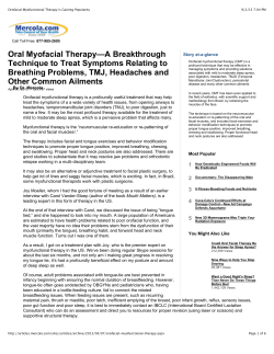 Oral Myofacial Therapy—A Breakthrough Technique to Treat Symptoms Relating to