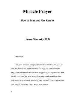 Miracle Prayer How to Pray and Get Results  Susan Shumsky, D.D.
